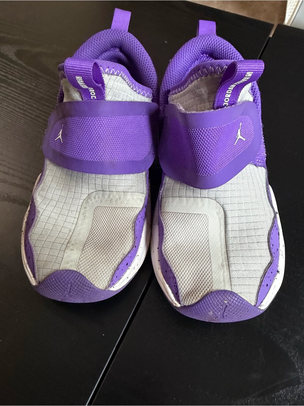 Jordan Kids Purple and White Strap Slip-On Sneakers